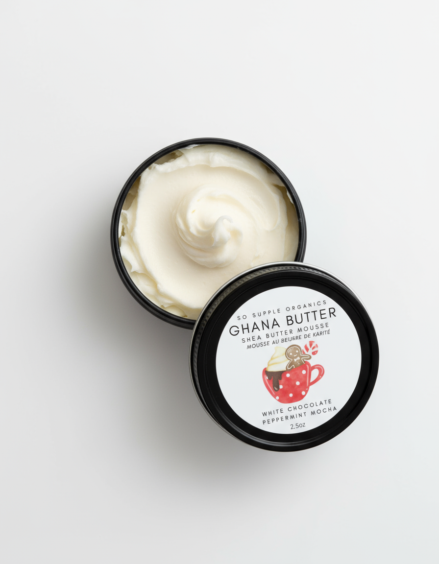 White Chocolate Peppermint Ghana Butter Open Tin