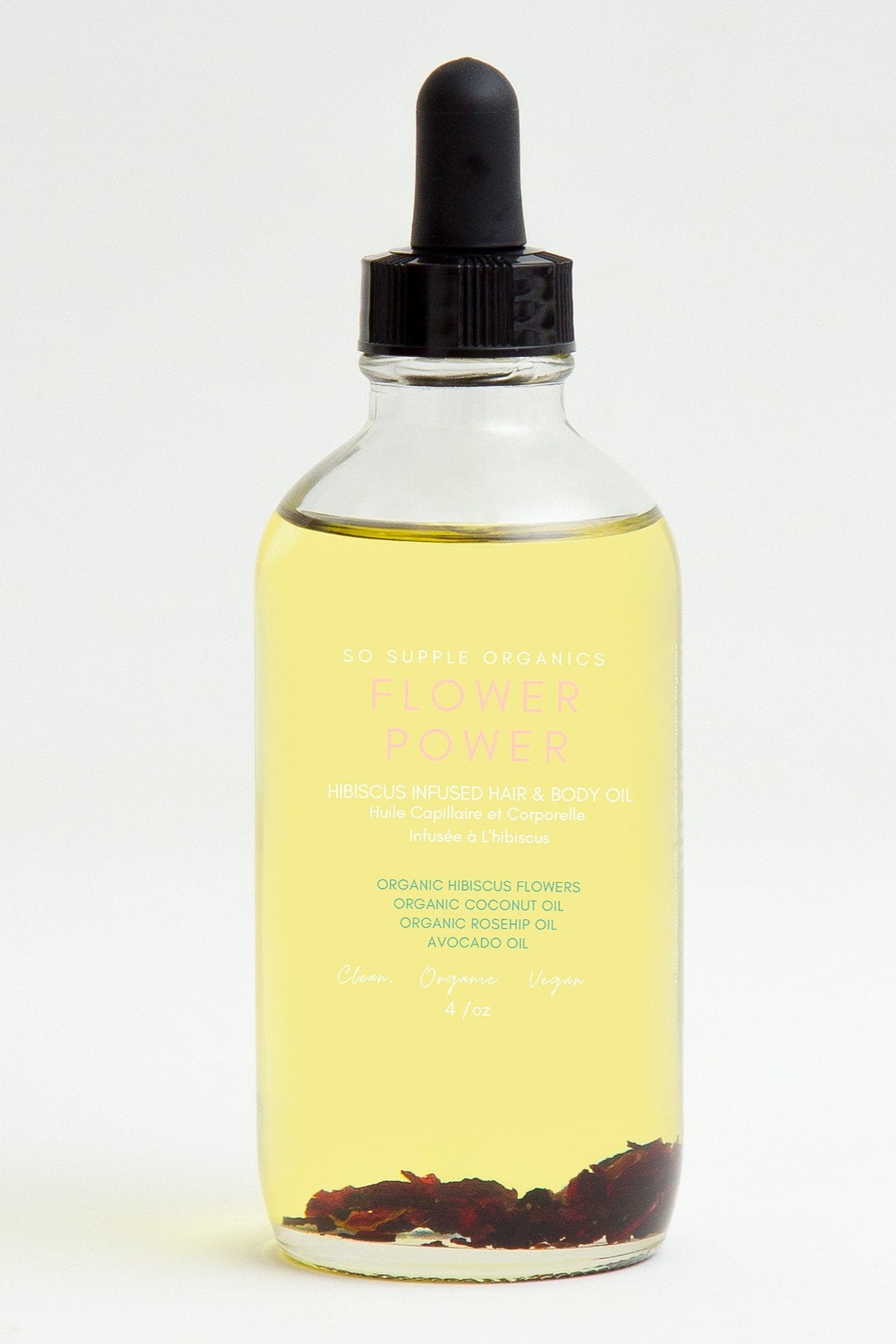 hair oil, flower power, so supple organics