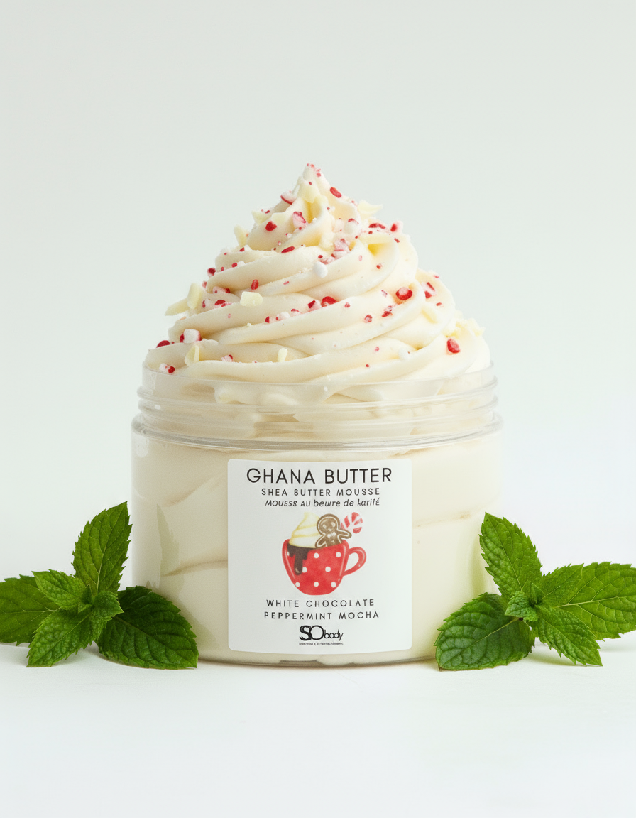 White Chocolate Peppermint Ghana Butter Holiday Banner - Realistic Size