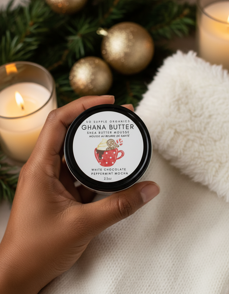 White Chocolate Peppermint Ghana Butter Product Close-up Holiday
